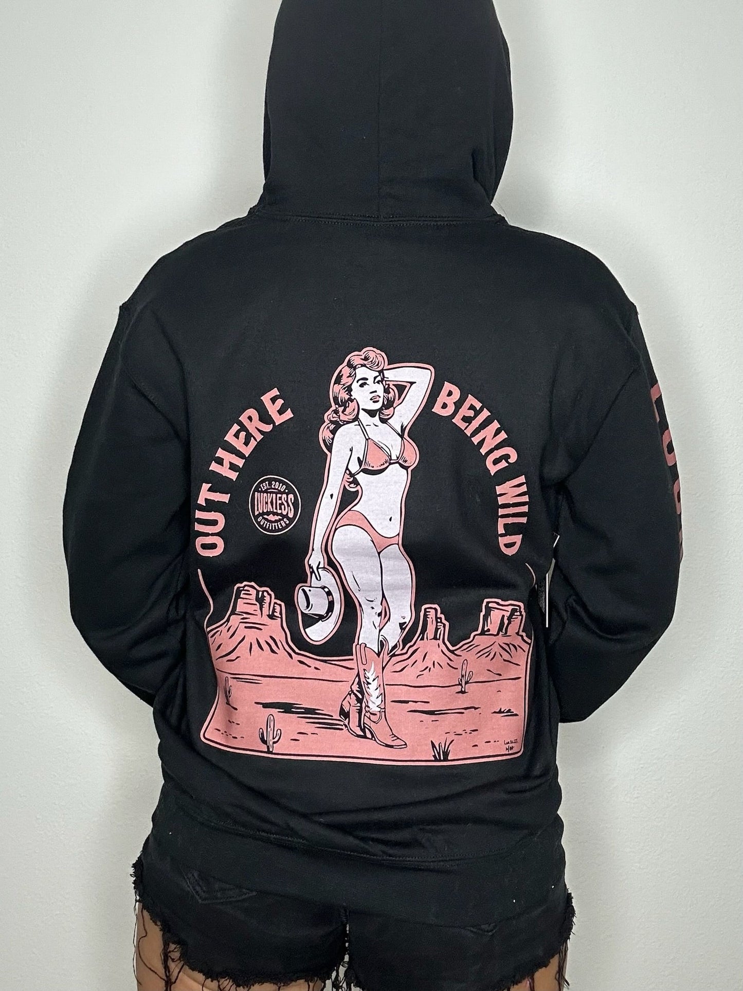 Out Here Being Wild Hoodie in Dusty Coral