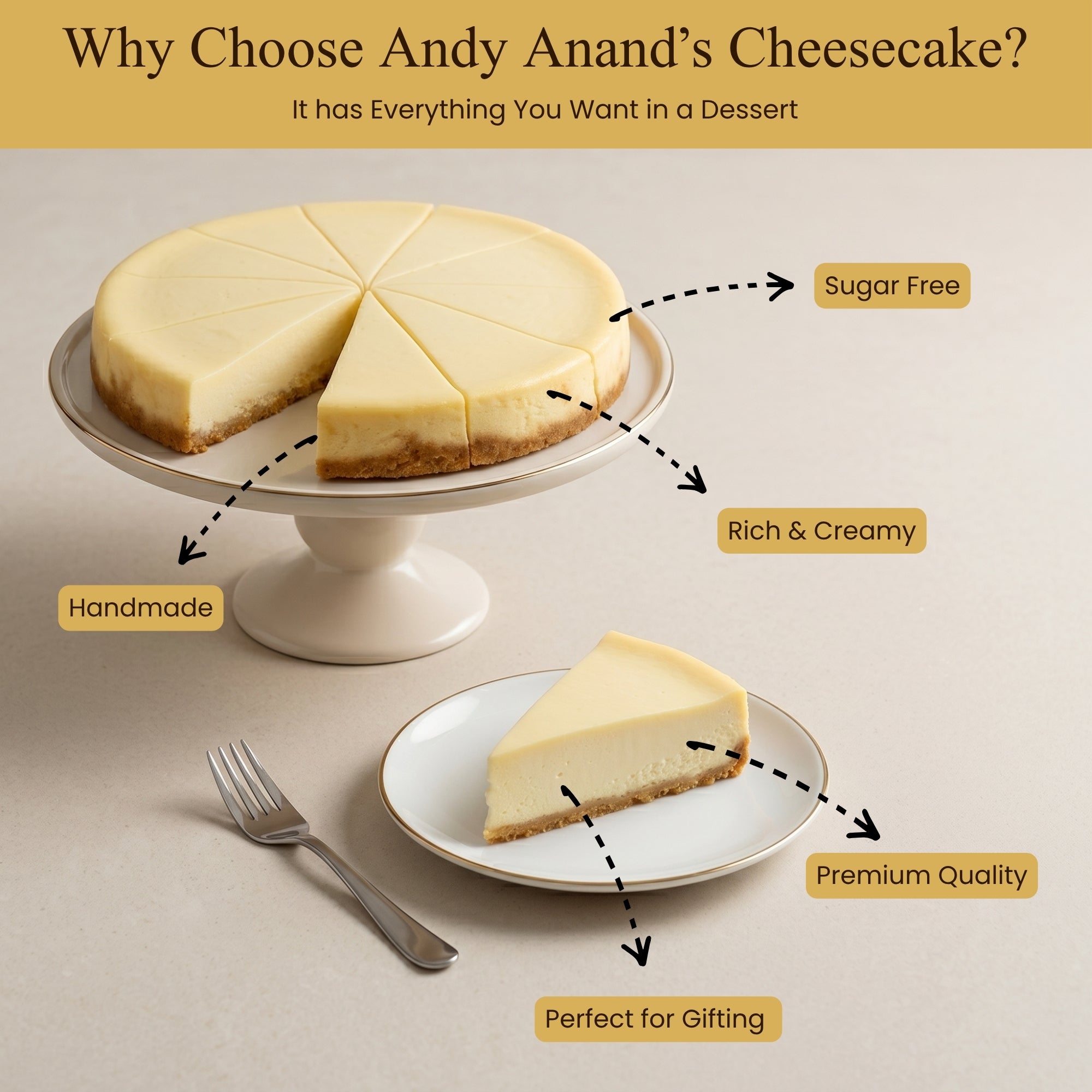 Andy Anand Gluten-Free New York Cheesecake, 9-Inch, 2 lb – Freshly Baked, Velvety Smooth, Real California Cream Cheese, Birthday Gift Box