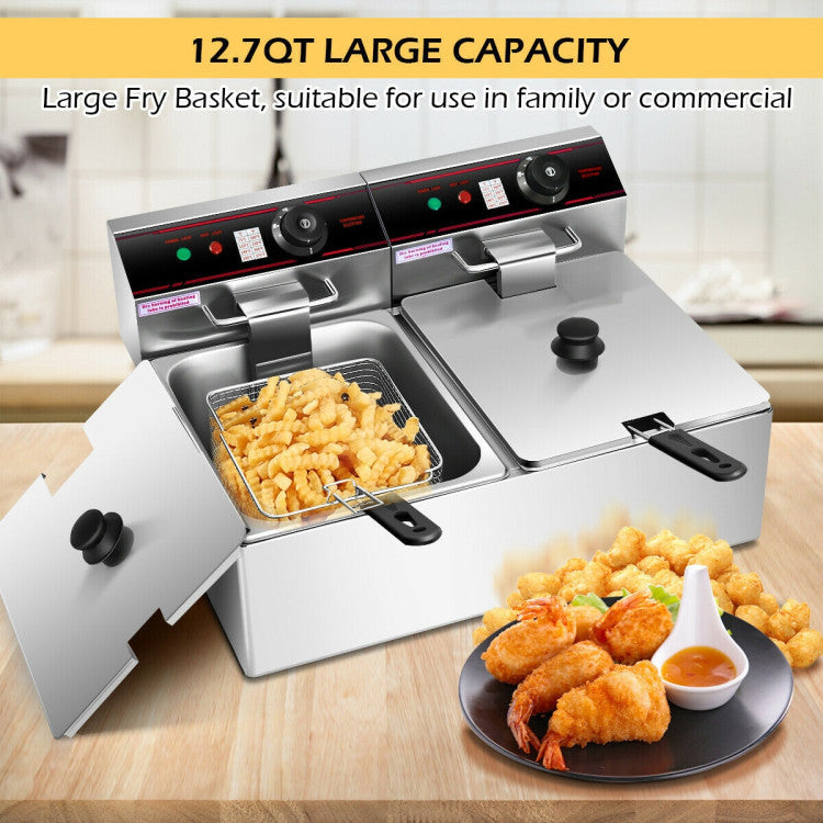 3400W Commercial Electric Fryer Dual Tank