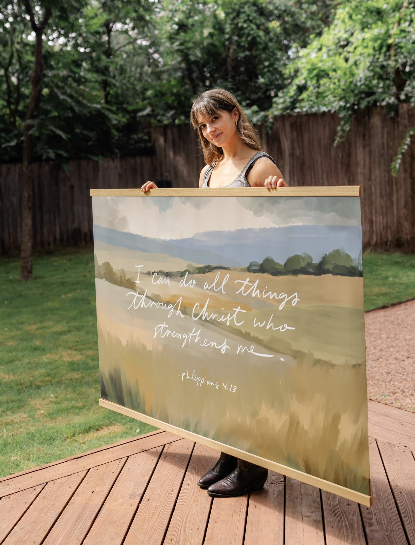 Large Canvas with Banner Wood: I can do all things through Christ