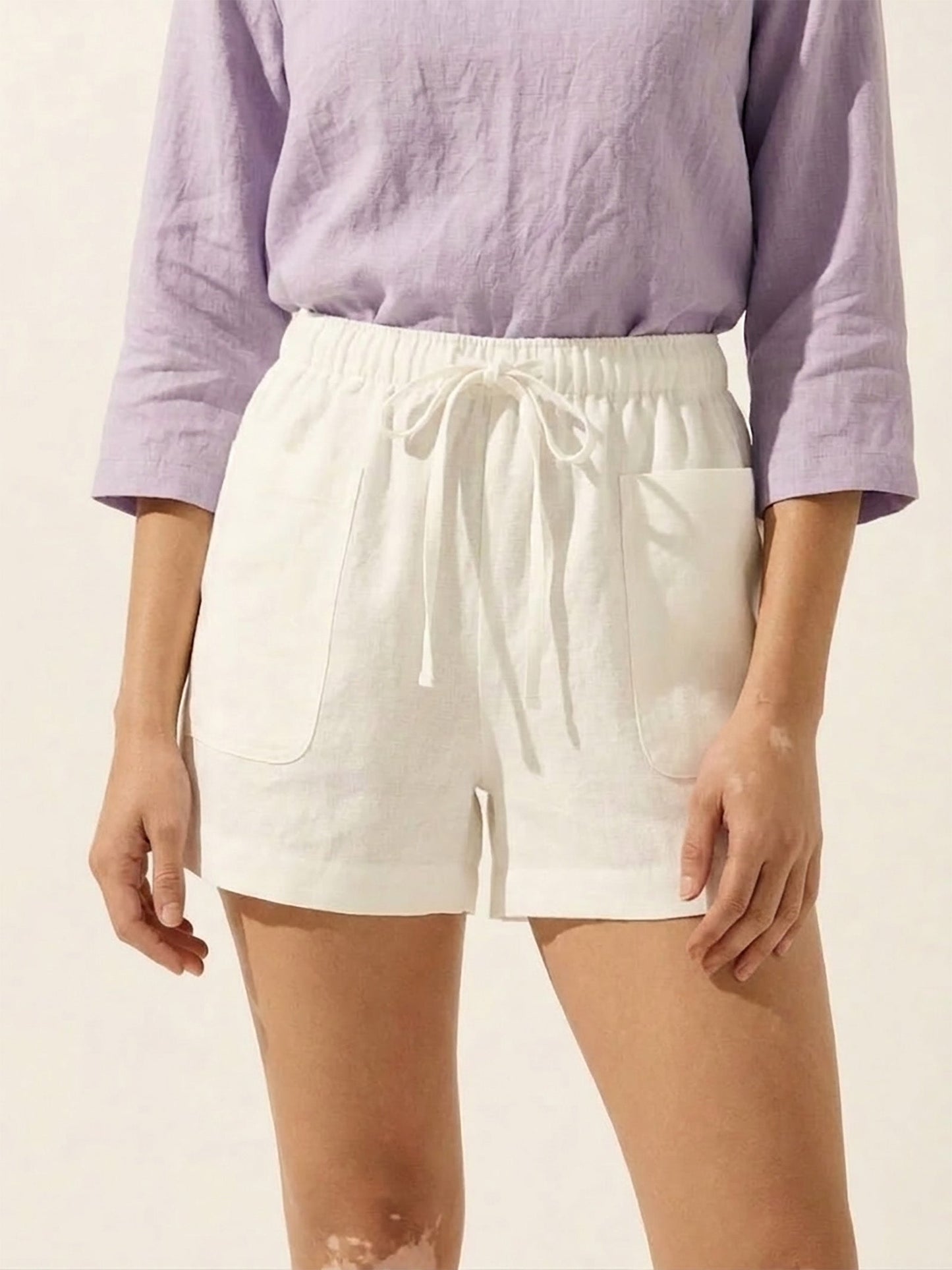 100% Linen Utility Side-Pocket Shorts WYNNIE