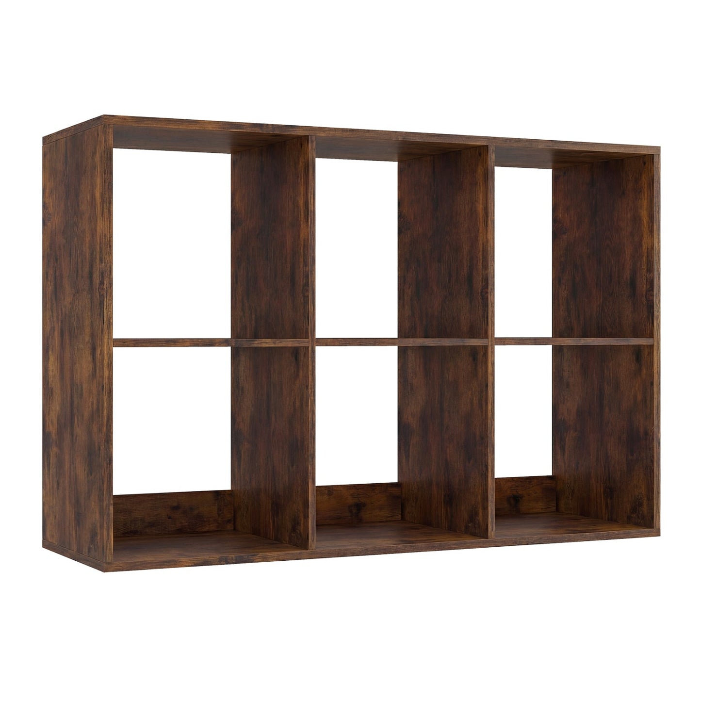 6 Cube Bookshelf with Back Guardrail for Living Room Bedroom