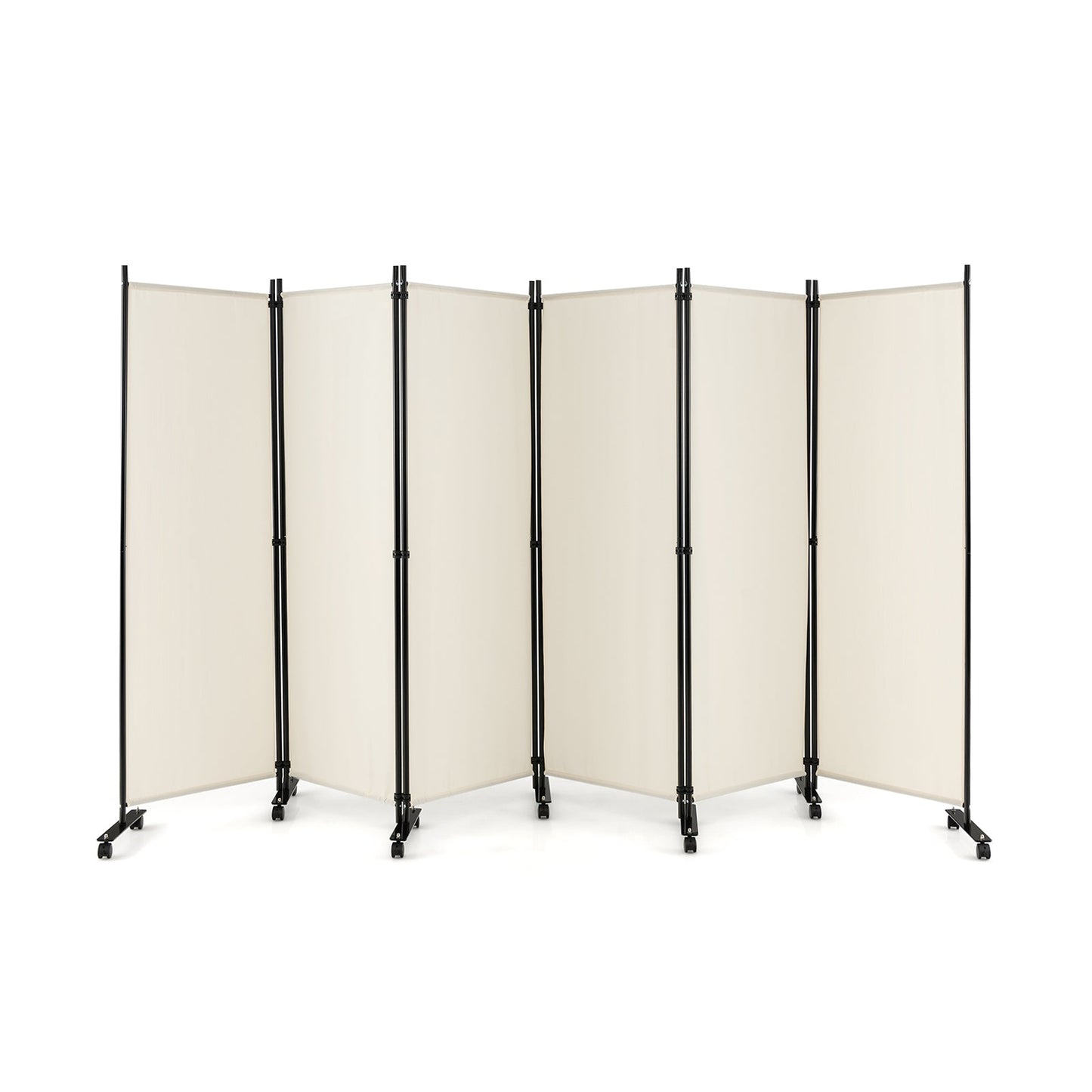 6 Panel 5.7 Feet Tall Rolling Room Divider on Wheels
