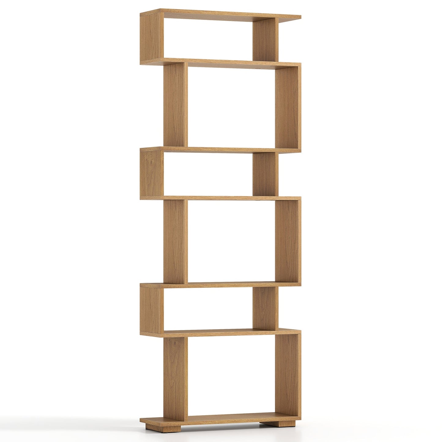 6-Tier Geometric Bookshelf with 2 Anti-Tipping Kits for Home Office