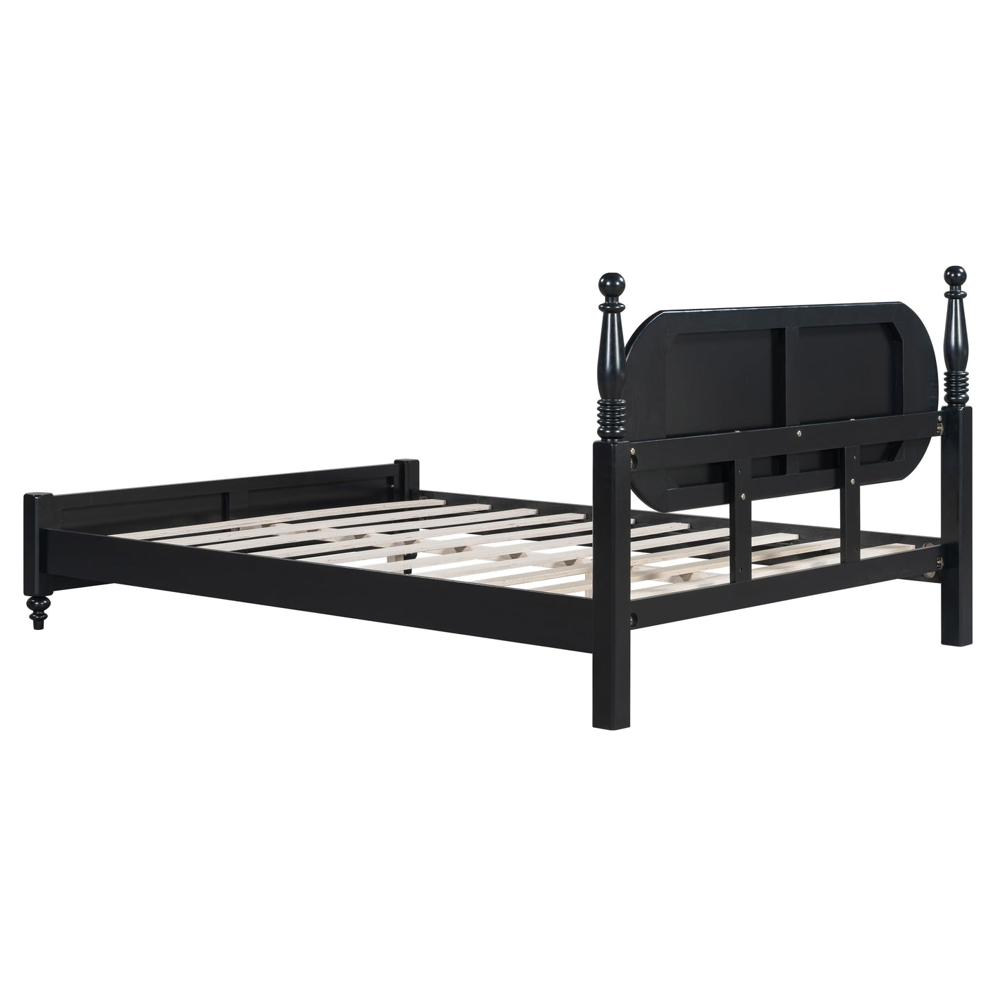 Queen Bed Frame, Solid Wood Platform with Slats