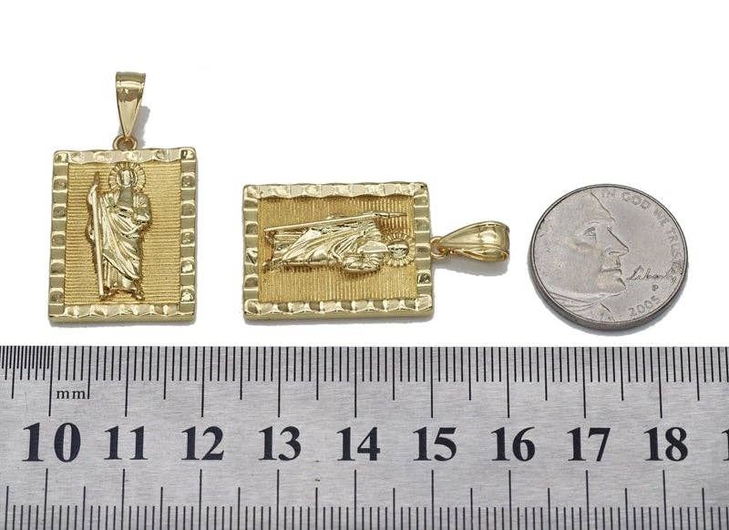 Gold CZ Pharaoh Rectangle Dog Tag Charm, Sku#LK710
