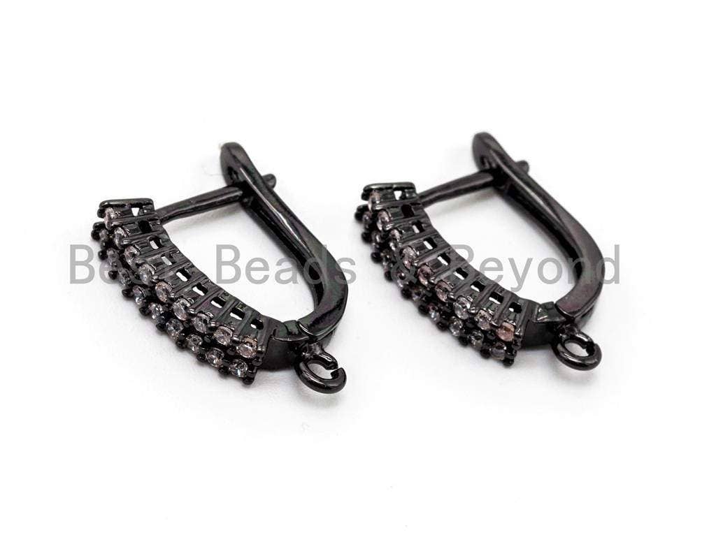 CZ Micro Pave Double CZ Stud Latch Back Earring, sku#J28