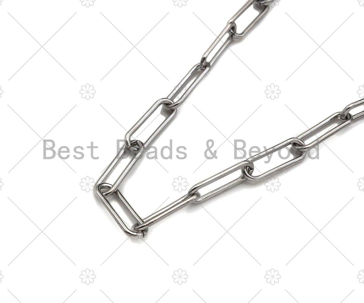 Non-tarnish Stainless Steel Paper Clip Chain, 7x19mm, Antique Silver Color Unfinished Jewelry Chains, Wholesale Chain,sku#A101
