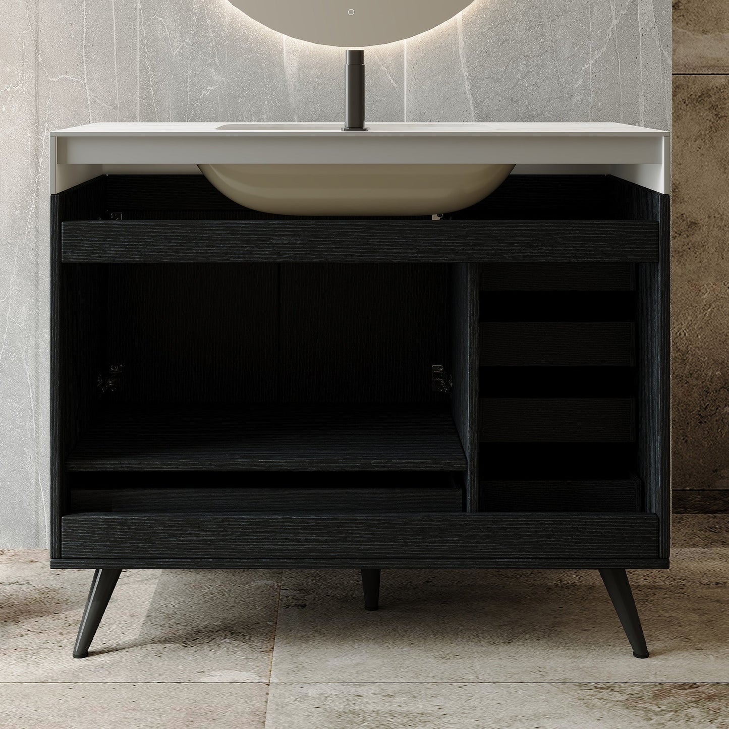 36" Freestanding Bathroom Vanity with Faux Marble Top