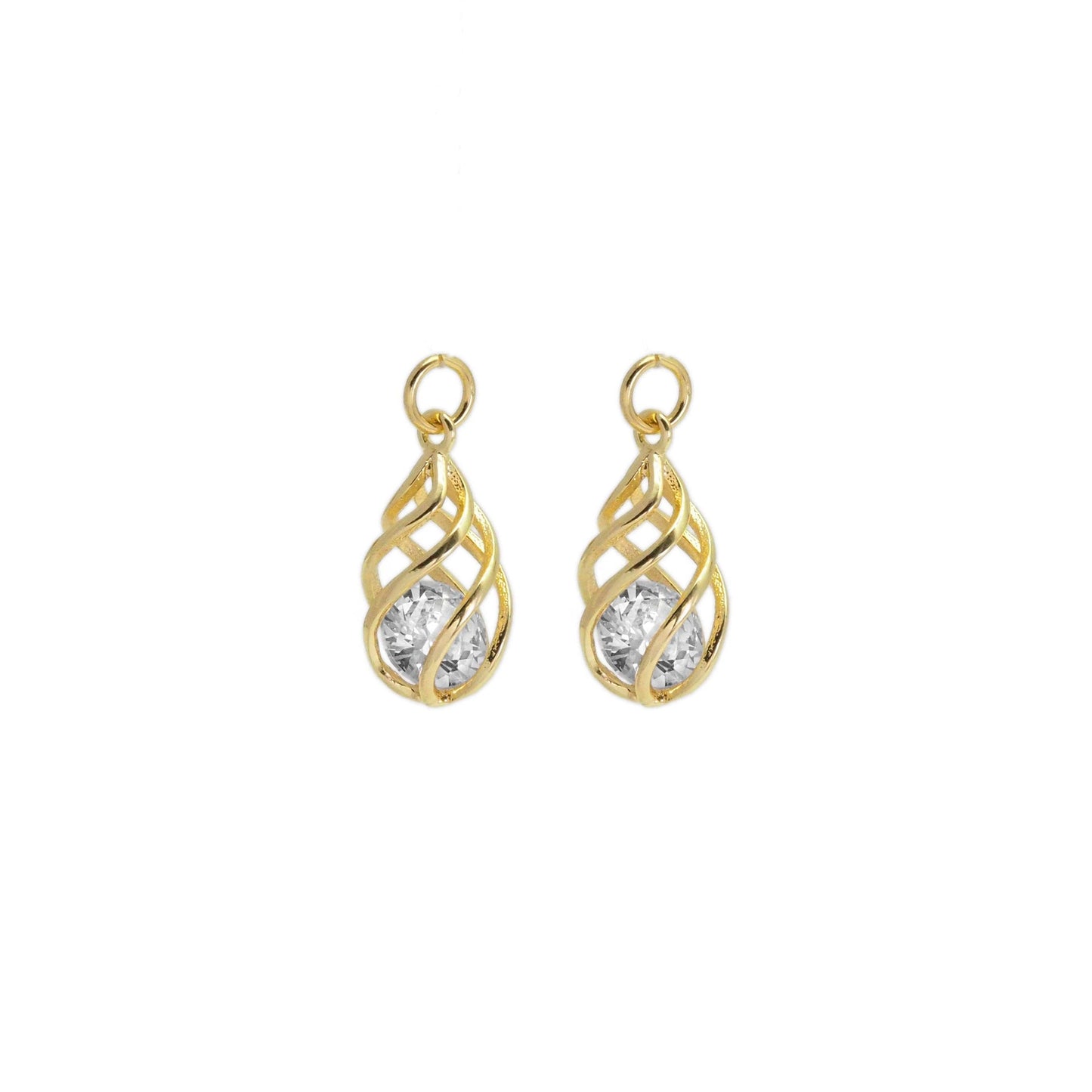 Swirled Teardrop Cage Pendant with Diamond inside, Sku#LX298