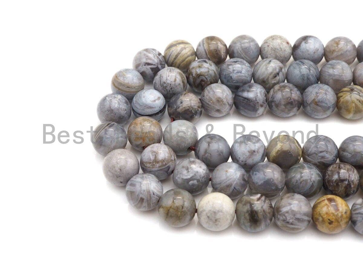 Quality Natural Silver Needle Agate Beads, 6mm/8mm/10mm/12mm Round Agate Beads, 15.5" Full Strand, Sku#U803
