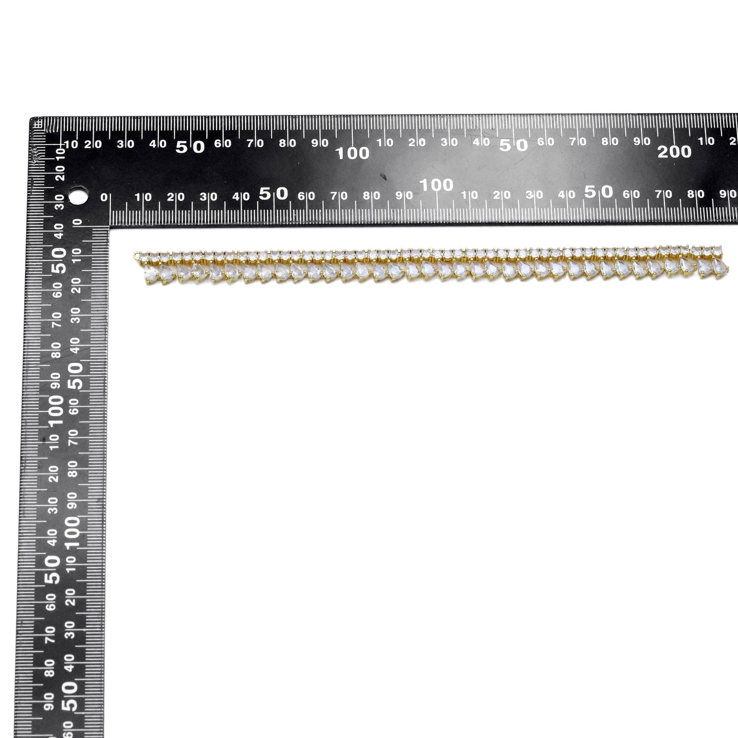 Gold Silver CZ Teardrop Dangle Tennis Chain Connector, Sku#A263