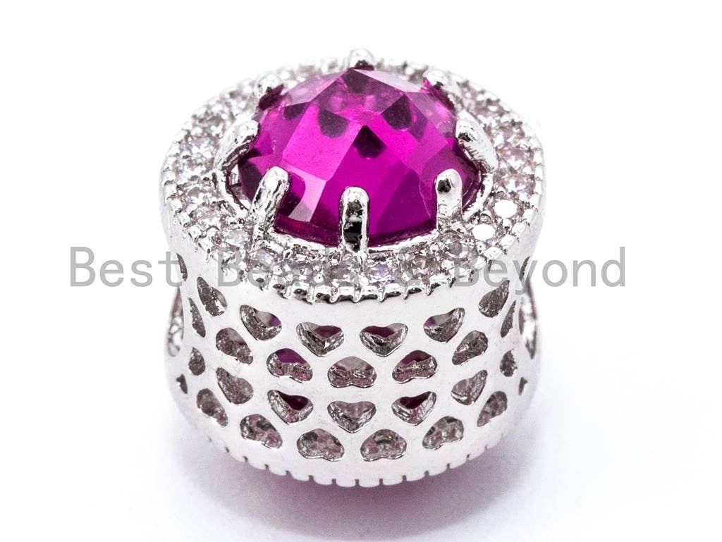CZ Micro Pave Large Hole Spacer Beads,  Black/Red/Green/Purple/Cobalt Color Cubic Zirconia Spacer Beads,11*13mm, sku#G273