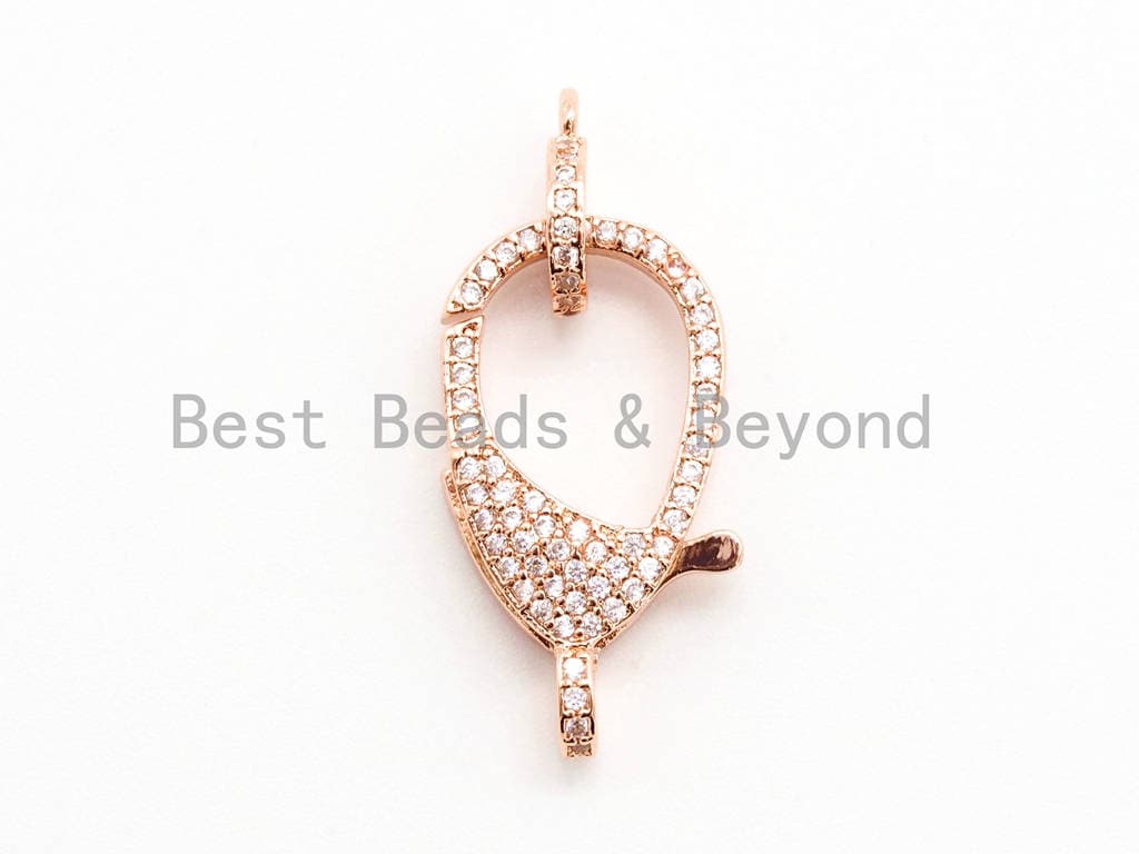 CZ Micro Pave Teardrop Lobster Claw Clasp, H42