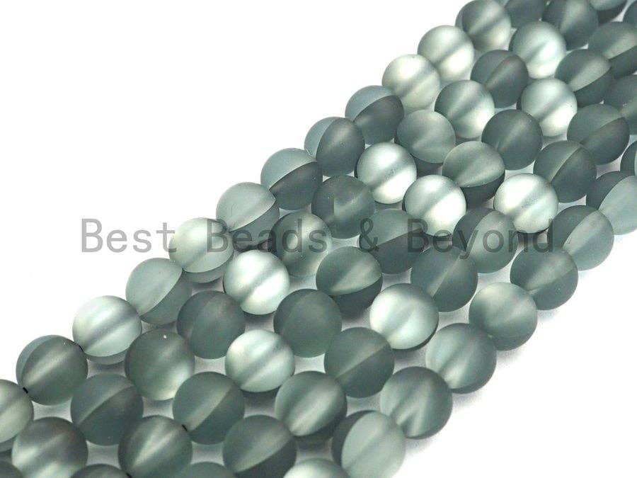 New Dark Silver Gray Atrovirens Spectrolite Quartz, Aura Crystal Round 6mm/8mm/10mm/12mm beads, Manmade Moonstone, 15.5inch strand, SKU#U521