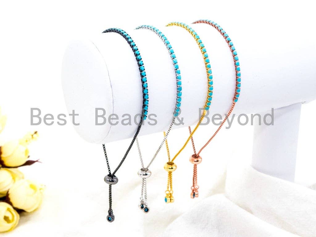 NEW Style Adjustable Bracelet, CZ Pave Turquoise Stud Bracelet Gold/Silver/Rose Gold/Gunmetal, Bridal Bracelet Jewelry,,SKU#P48C