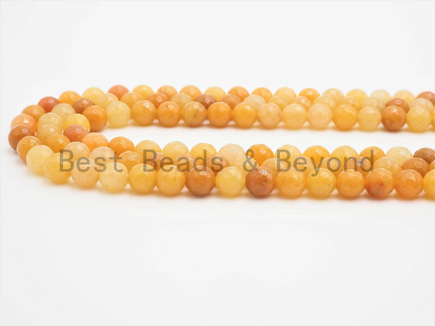 Yellow Jade Round Faceted Beads, 6mm/8mm/10mm/12mm, Yellow Gemstone Beads, 15.5inch strand, SKU#U390