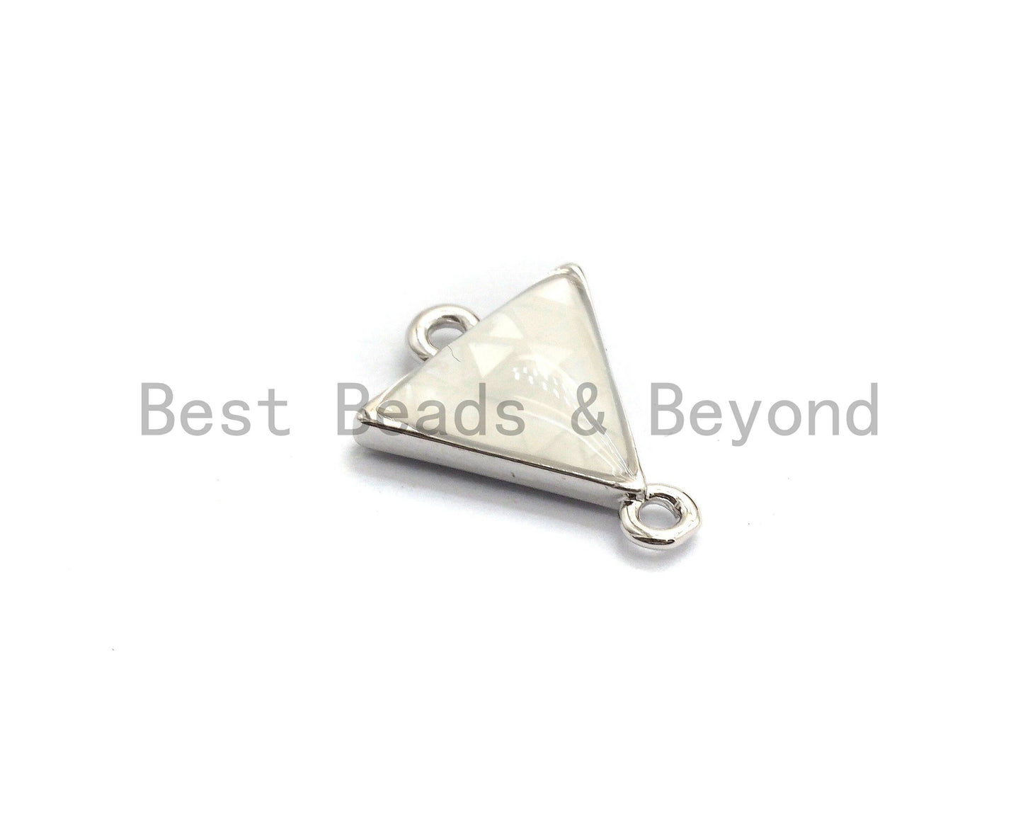 100% Natural Shell White Triangle Connector with Gold/Silver Plated Edging, White Mother of Pearl Shell Connector, Shell, 11x14mm,SKU#Z267