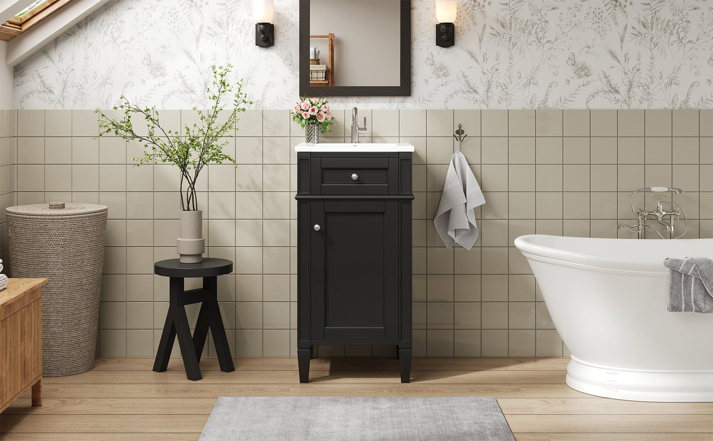16-Inch Bathroom Vanity with Ceramic Sink