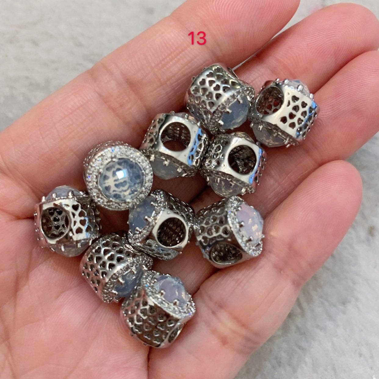 CZ Micro Pave Large Hole Spacer Beads,  Black/Red/Green/Purple/Cobalt Color Cubic Zirconia Spacer Beads,11*13mm, sku#G273