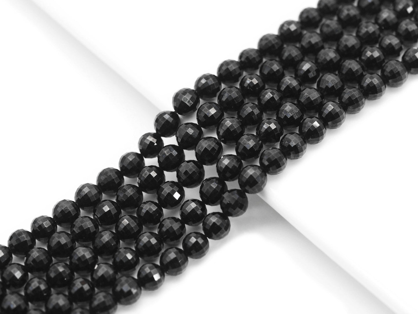 Genuine High Quality Watermelon Cut Black Spinel Round Beads, Sku#UA247