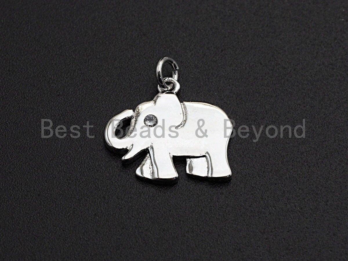 CZ Micro Pave Elephant Shaped Pendant/Charm, Cubic Zirconia