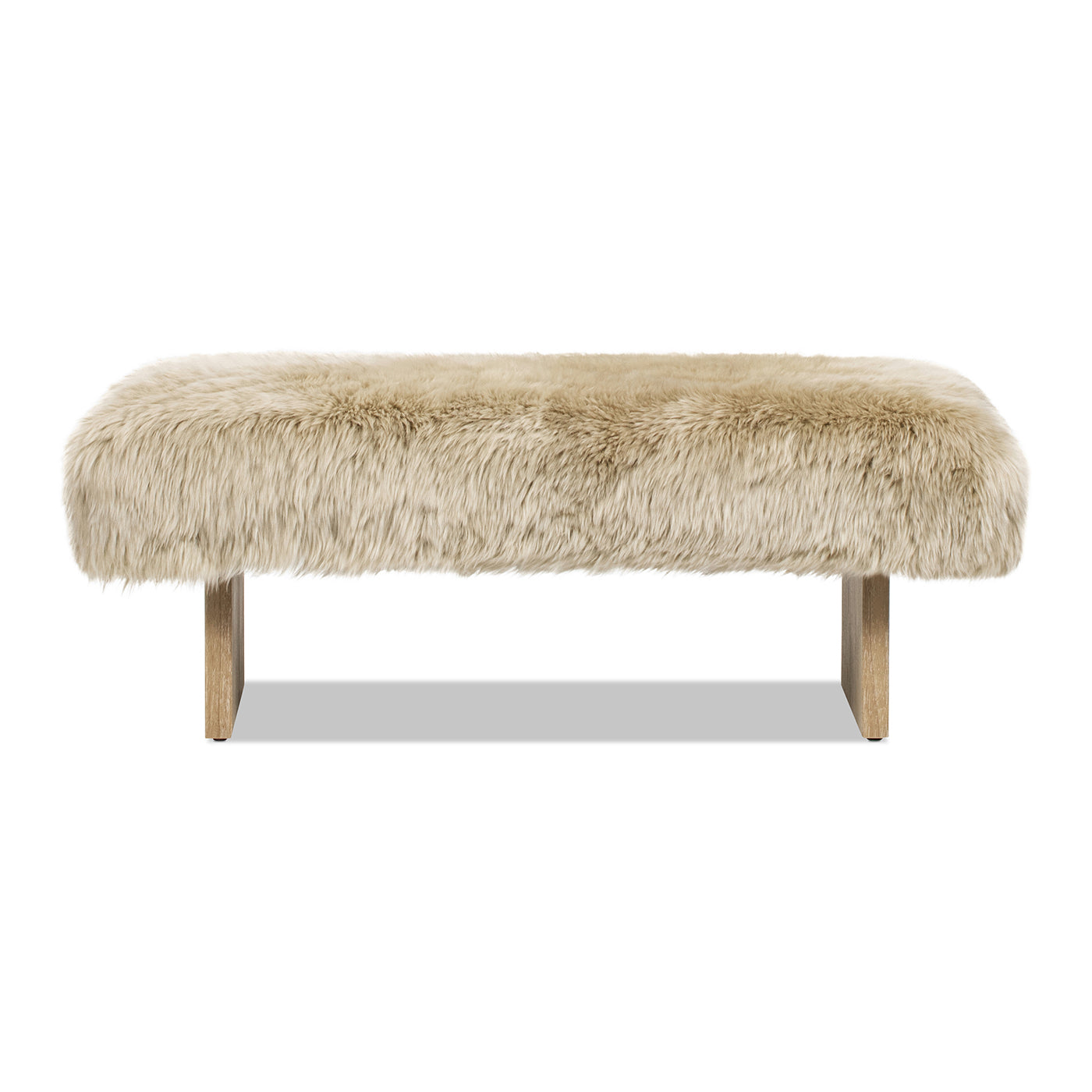 Leda 49" Sheepskin Fur Rectangular Accent Bench