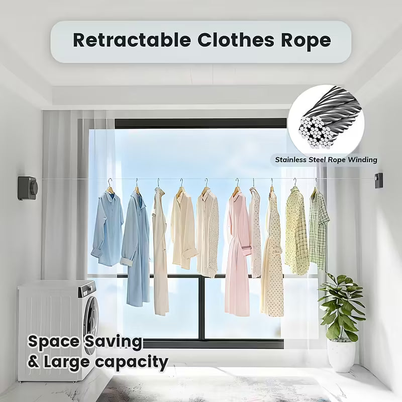 Corde à linge rétractable – Séchoir à linge mural robuste