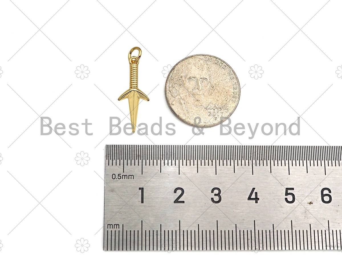 Gold Filled Sword Shape Pendant, 18K Gold Filled Sword Charm, Necklace Bracelet Charm Pendant, 9x23mm, Sku#Y444