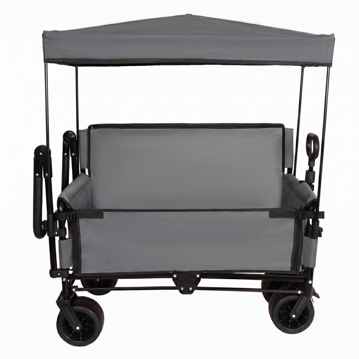 3-in-1 Folding Wagon Cart with Bench Seat & Canopy