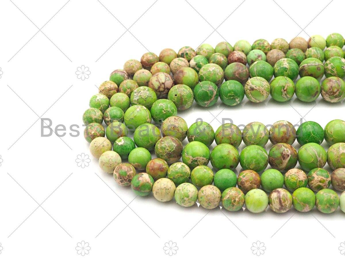 High Quality Apple Green Sea Sediment Imperial Jasper Beads, 6mm/8mm/10mm/12mm Round Smooth Imperial Japser, 15.5'' Full Strand, SKU#UA171