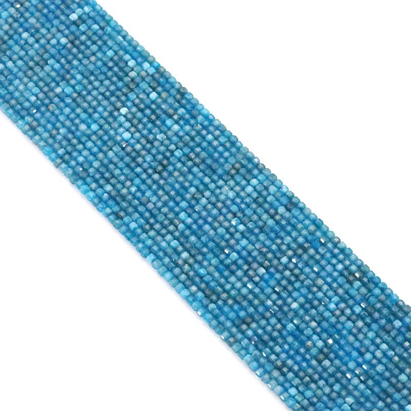Genuine Blue Apatite Faceted Cube Beads, 2.5mm, Sku#U1527
