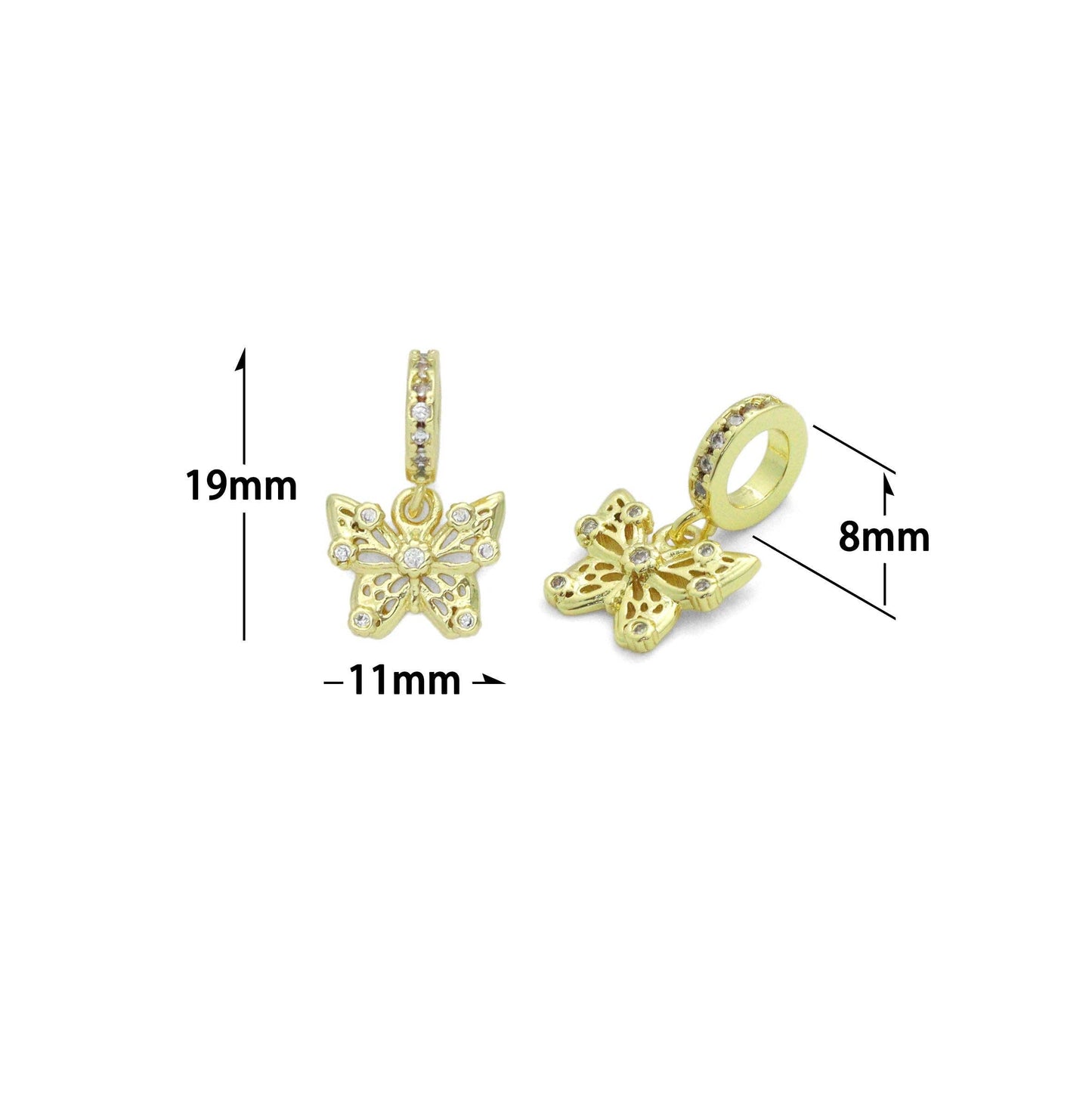 Big hole Filigree Butterfly Charm Pendant, Sku#LK1172