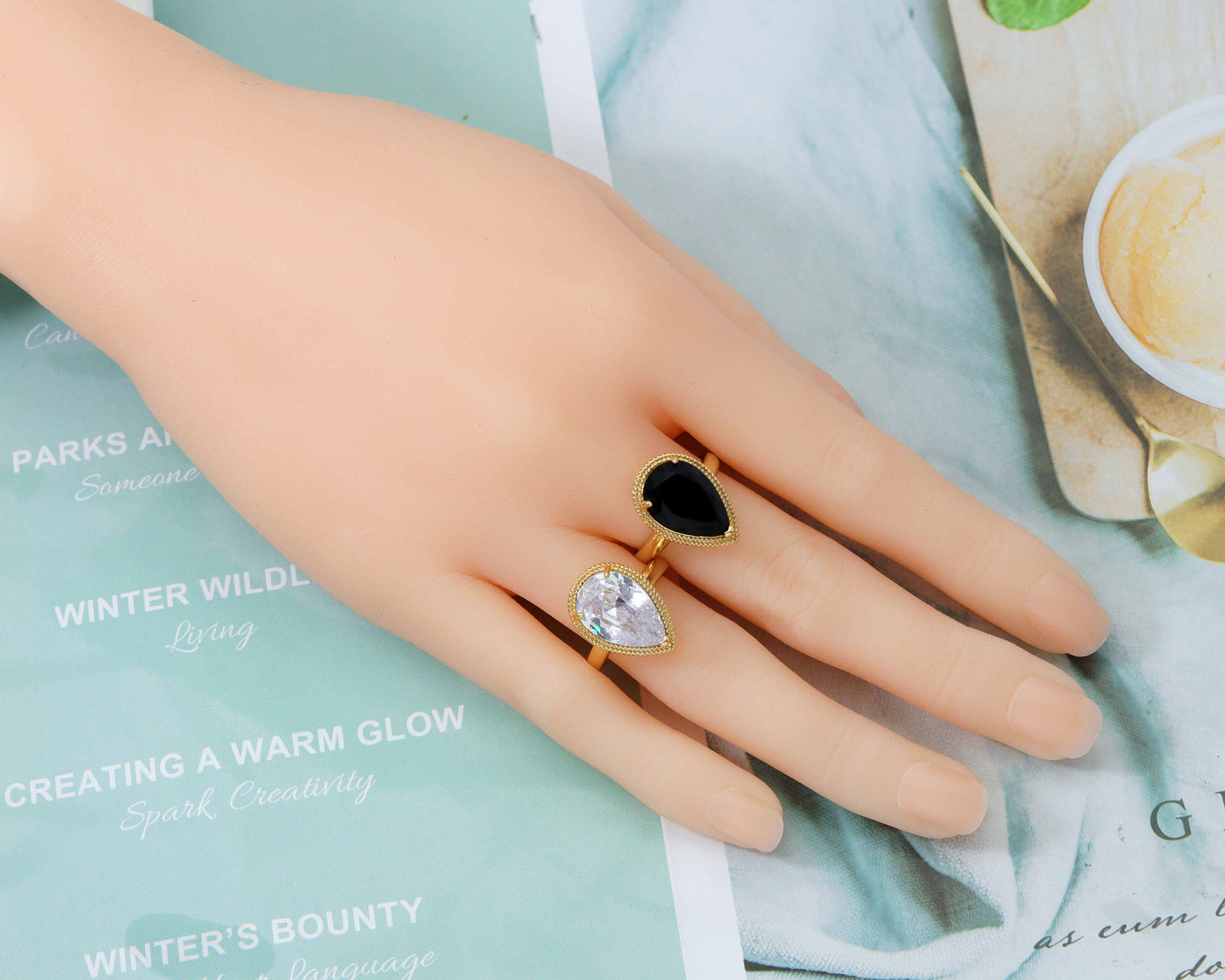 Teardrop Pear Shape CZ Adjustable Ring, Sku#LK591