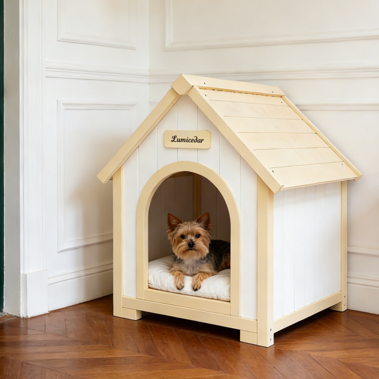 Modern Indoor Wooden Dog House with EVA Cushion