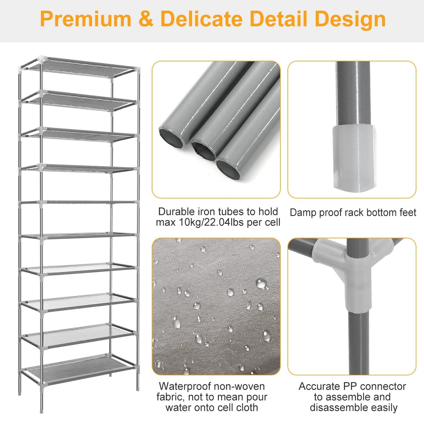 10-Tier Shoe Organizer Rack for Entryways & Closets