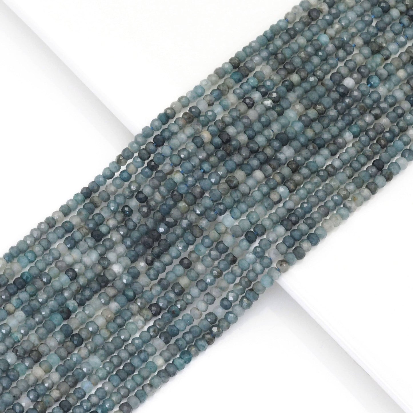 Genuine Blue Tourmaline Faceted Rondelle Beads, Sku#U1697