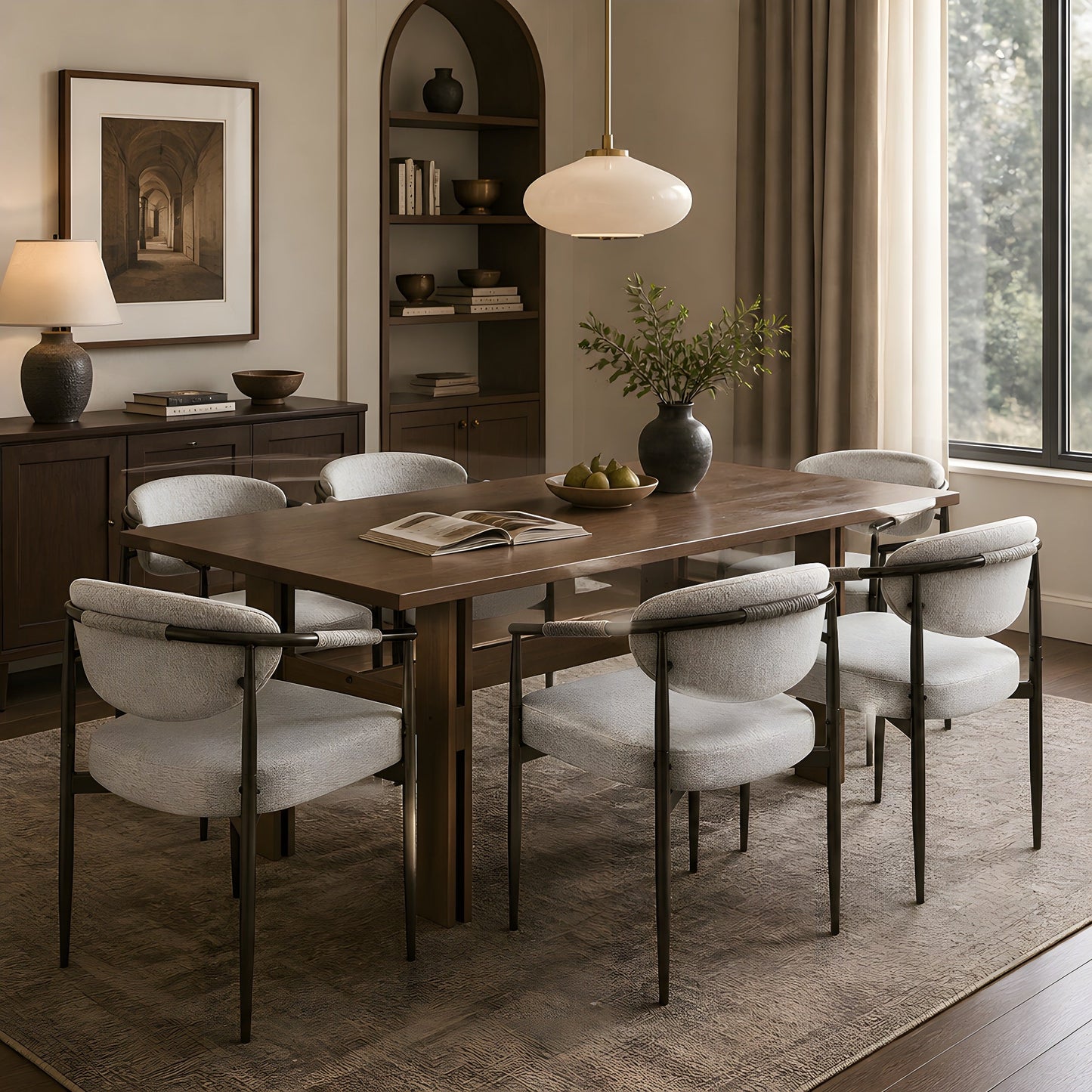 7 Pieces Modern Oval Dining Set