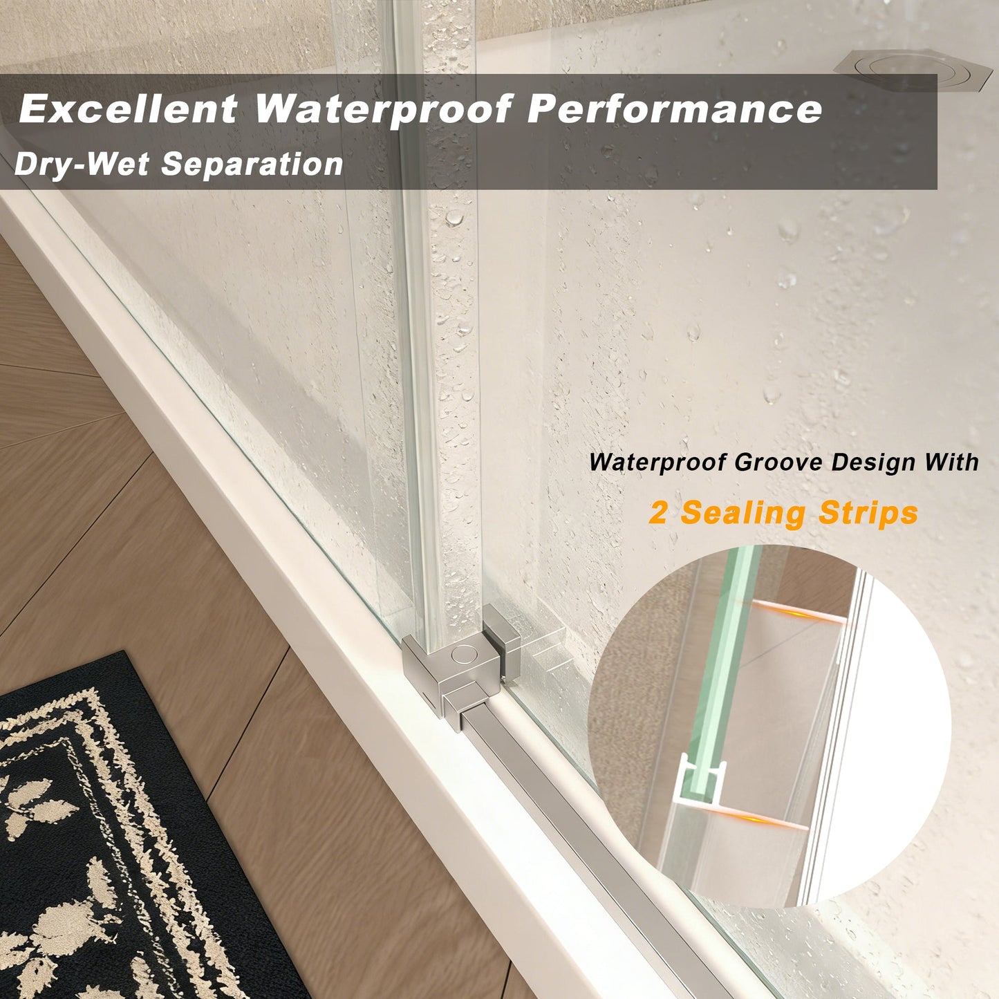 48" Width x 72" Height Single Sliding Shower Door
