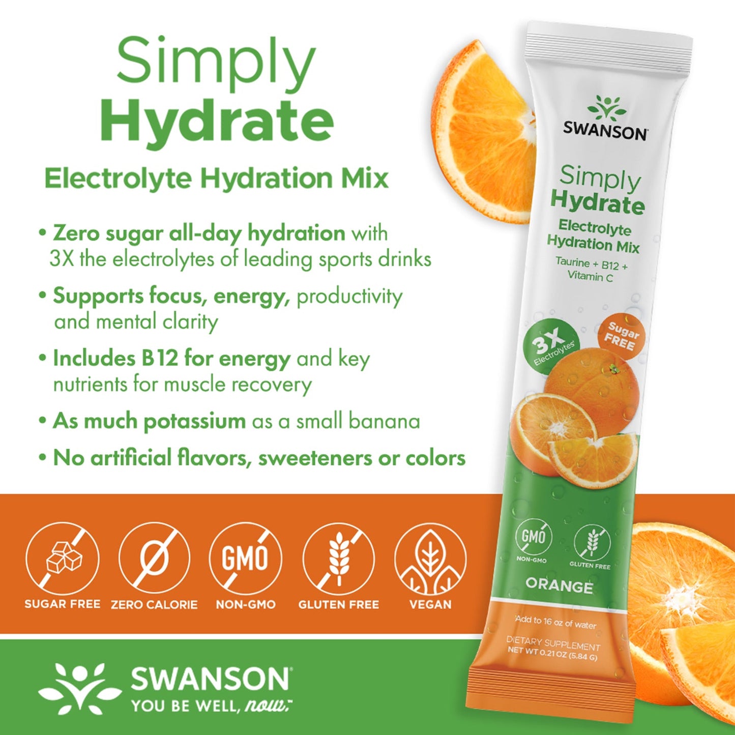 Simply Hydrate Electrolyte Hydration Mix - Orange