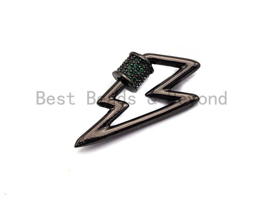 Colored Connector CZ Micro pave Lightning Bolt Clasp, Green/Fuchsia/Cobalt/Purple/Turquoise CZ Pave Clasp,15x28mm, sku#H153