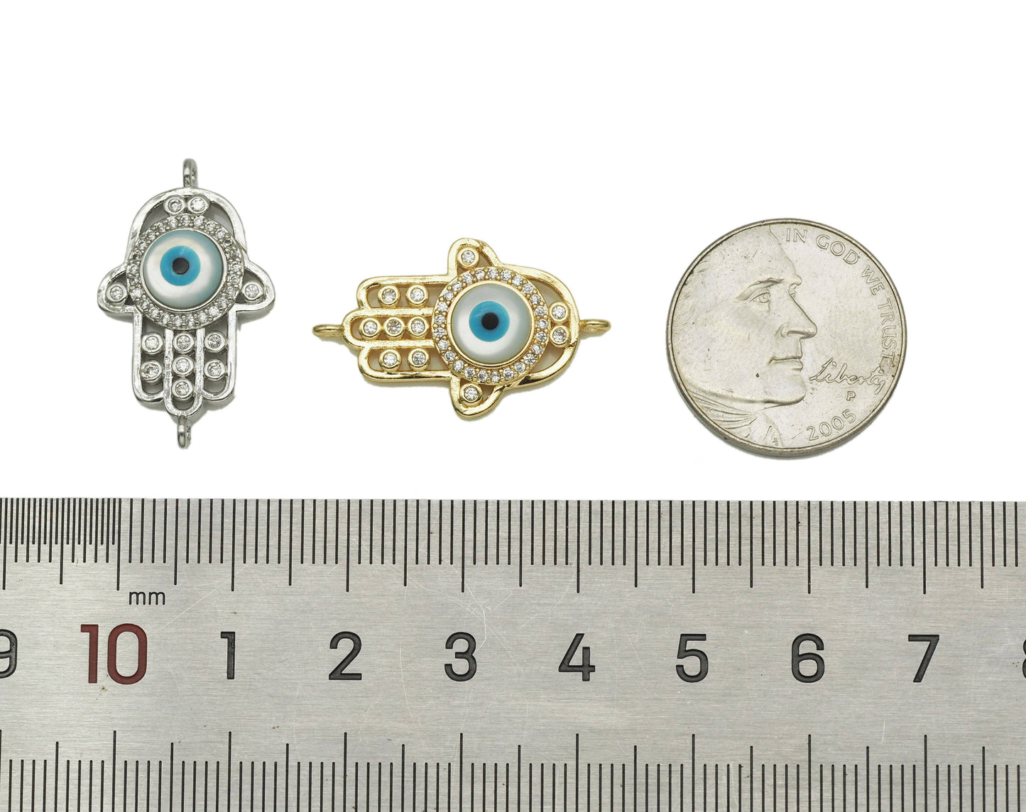 CZ Hamsa Hand Connector, Sku#M407
