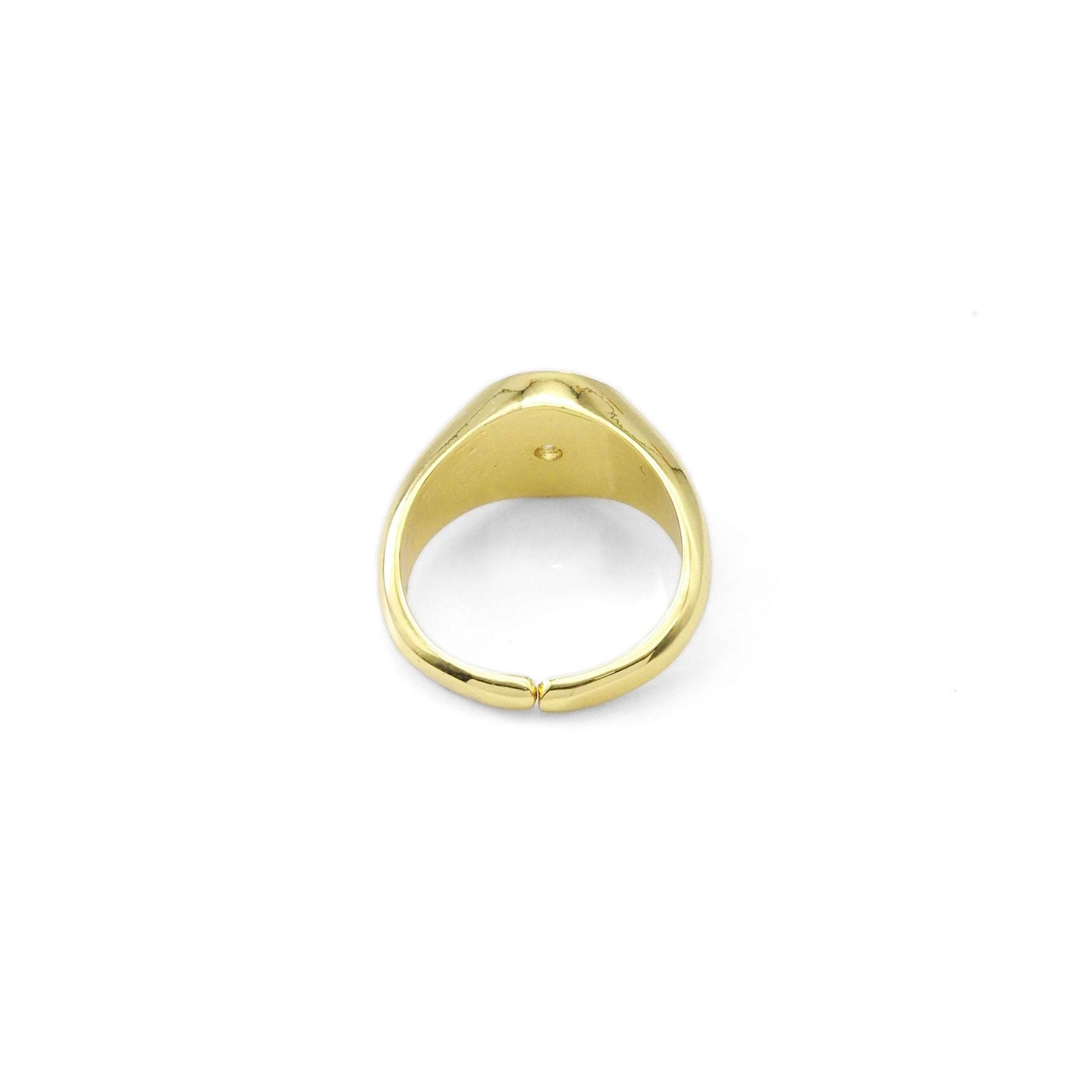 Gold CZ North Star Signet Adjustable Ring, Sku#LX326
