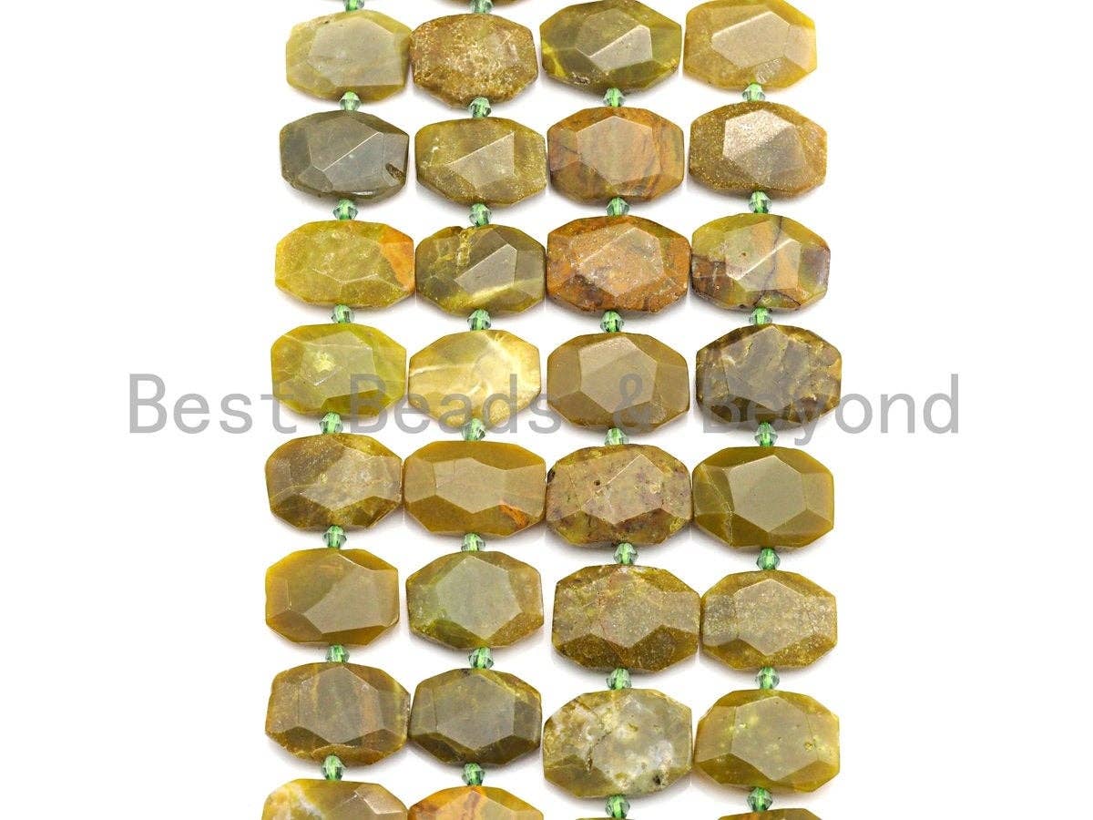 High Quality Natural Yellow Green Opal Rectangle Faceted Beads, Natural Yellow Green Opal beads, 16x22mm, sku#U657