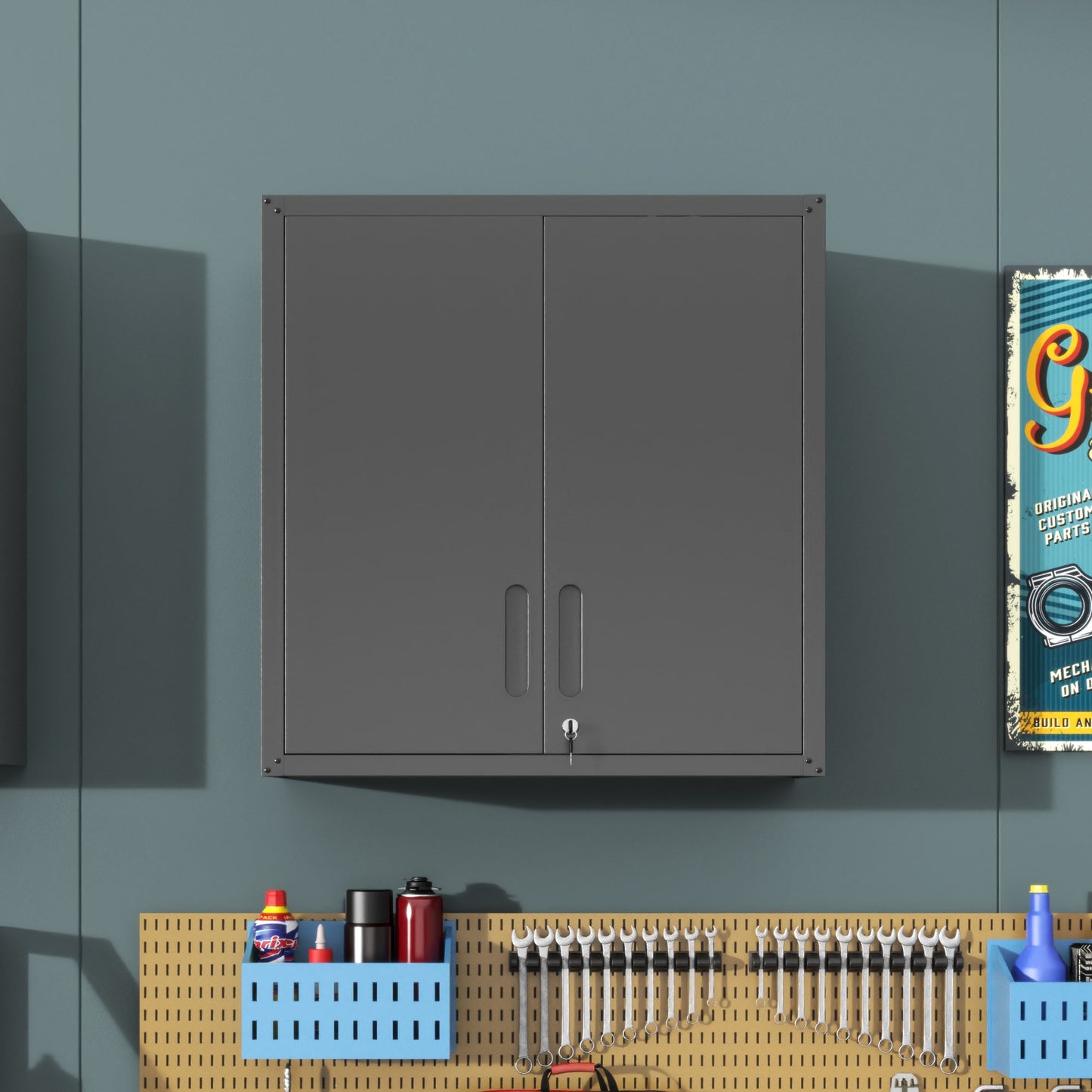Metal Wall-Mounted Tool Storage Cabinet