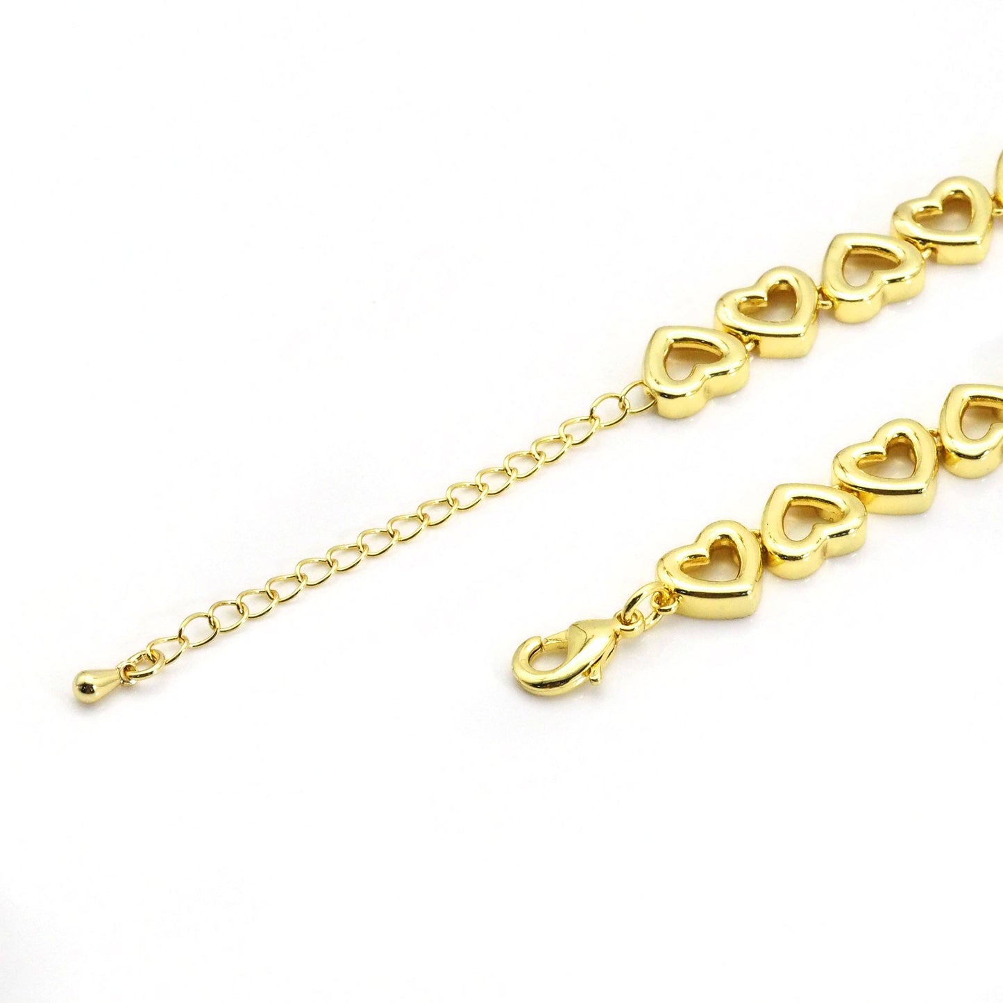 Clear CZ Gold Heart Link Chain Necklace,sku#LX232