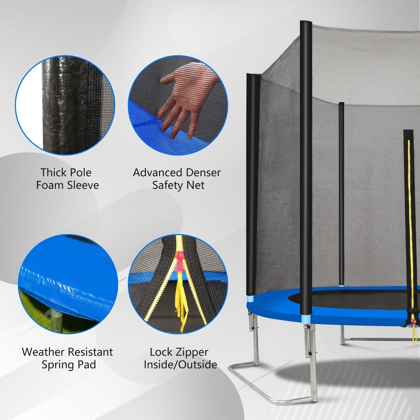 YC 8FT Trampoline Outer Net with Soft Basketball Board
