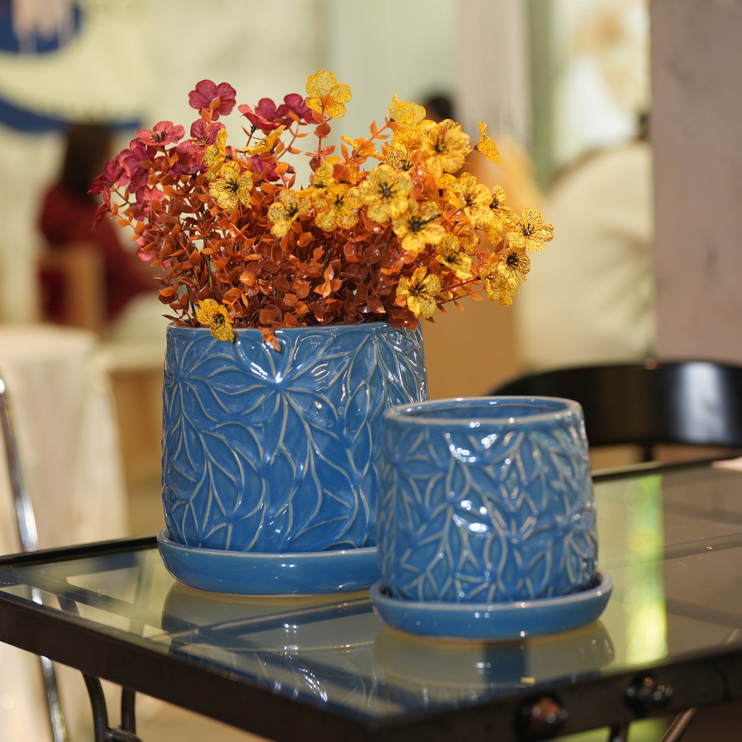 Handmade Ceramic Planter Set of 2, 6" & 8" Diameter, Deep