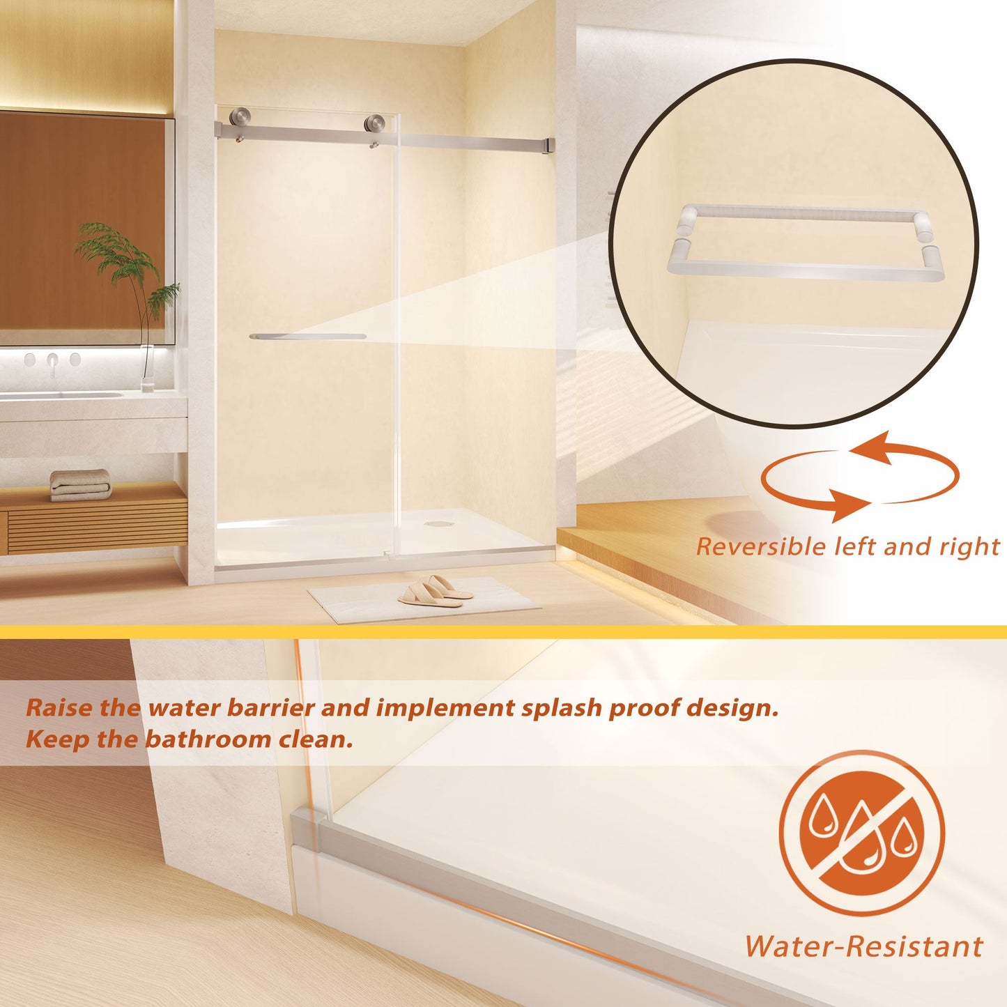 Frameless Double Sliding Shower Door