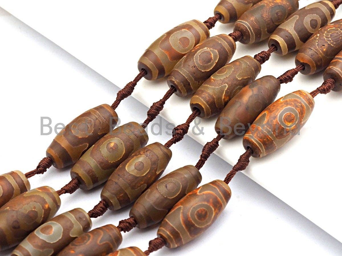 1pc/10pc Natural Tibetan Agate Barrel Beads, Brown Eye Agate beads, Barrel Agate Beads, 15x30mm,sku#U498